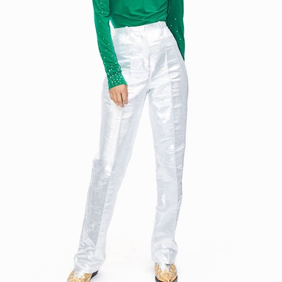 Rabanne x H&M Shimmery Metallic Dress Pants, US2